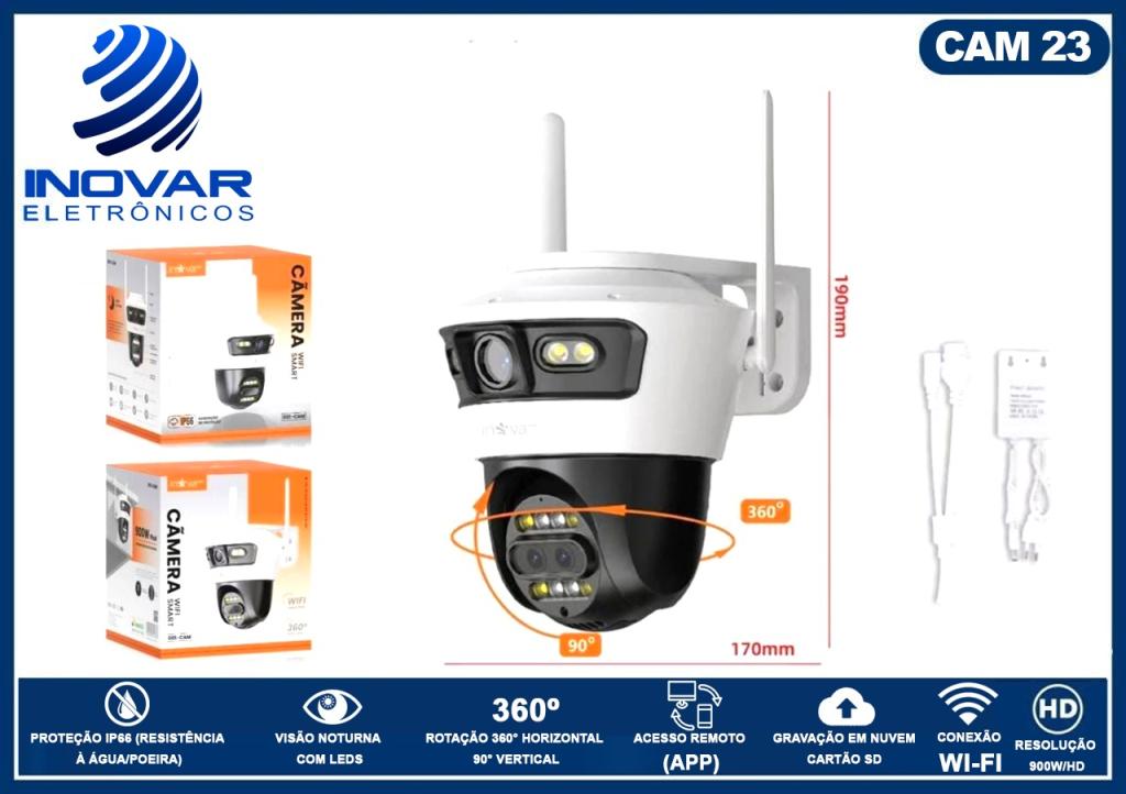 CAM 23 CAMERA WI-FI 4K 2 LENTES 1 FIXA 1 360° IP66 001-CAM