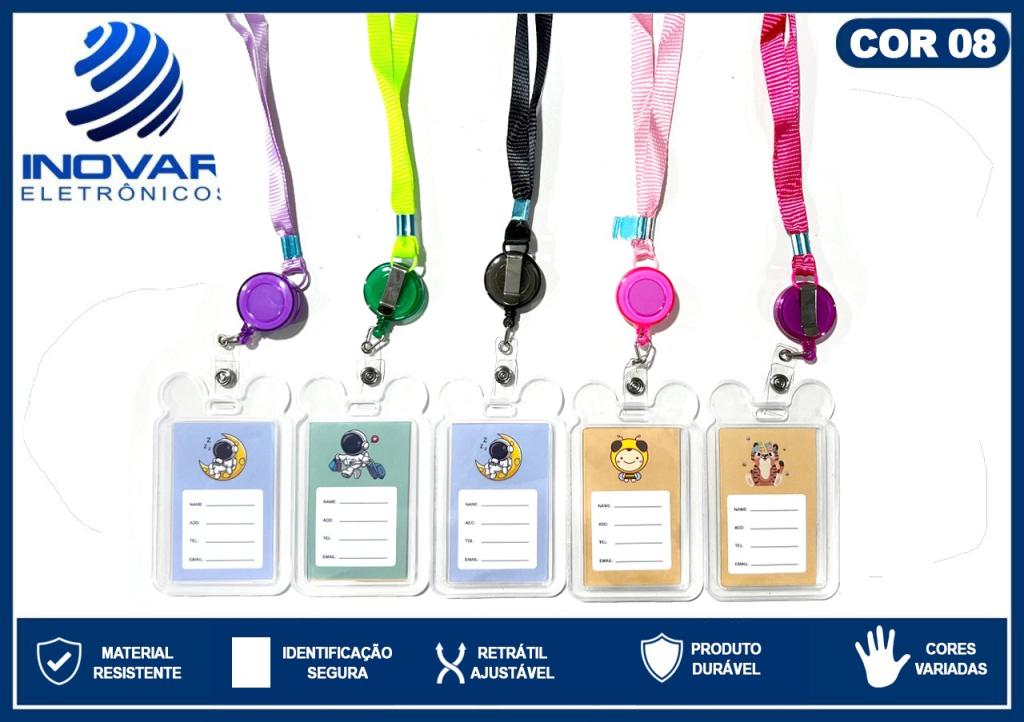COR 08 CORDÃO RETRATIL COM PORTA CRACHA