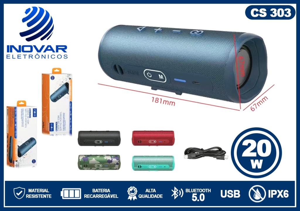CS 303 CAIXA DE SOM BLUETOOTH 20W RAD-12426