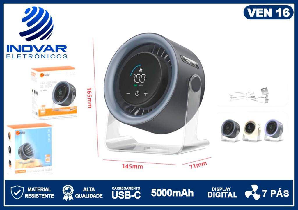 VEN 16 VENTILADOR PORTATIL DIGITAL POTENTE BA-FAN 342
