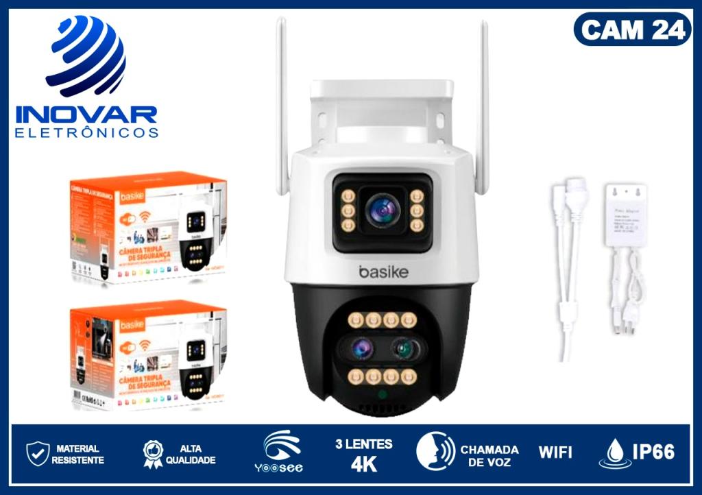 CAM 24 CAMERA WI-FI 4K 2 LENTES 1 FIXA 1 360° IP66 BA-MD 0011