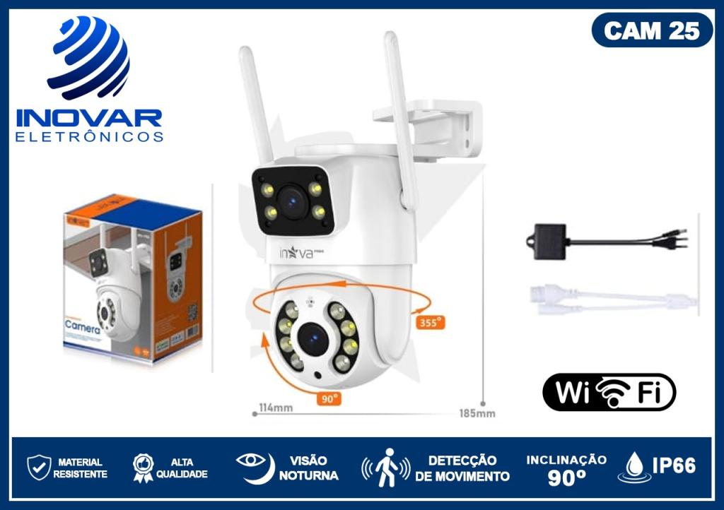 CAM 25 CAMERA WI-FI 4K 2 LENTES 1 FIXA 1 360° KV-738