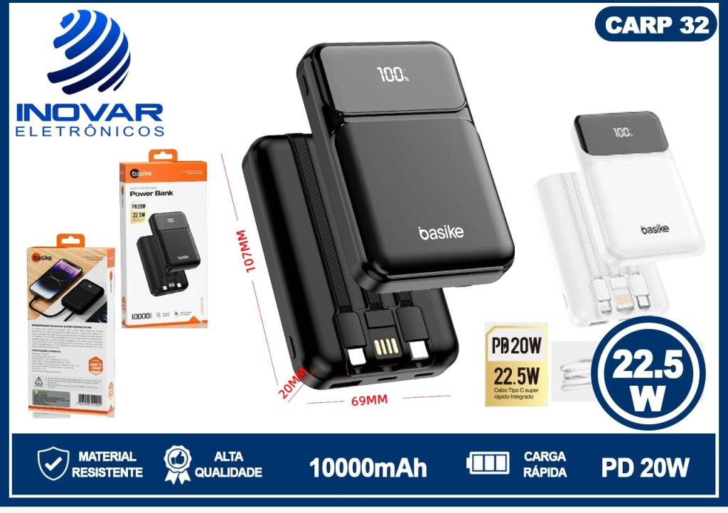CARP 32 CARREGADOR PORTATIL 10.000 mHa turbo 22,5 W BA-POW 077
