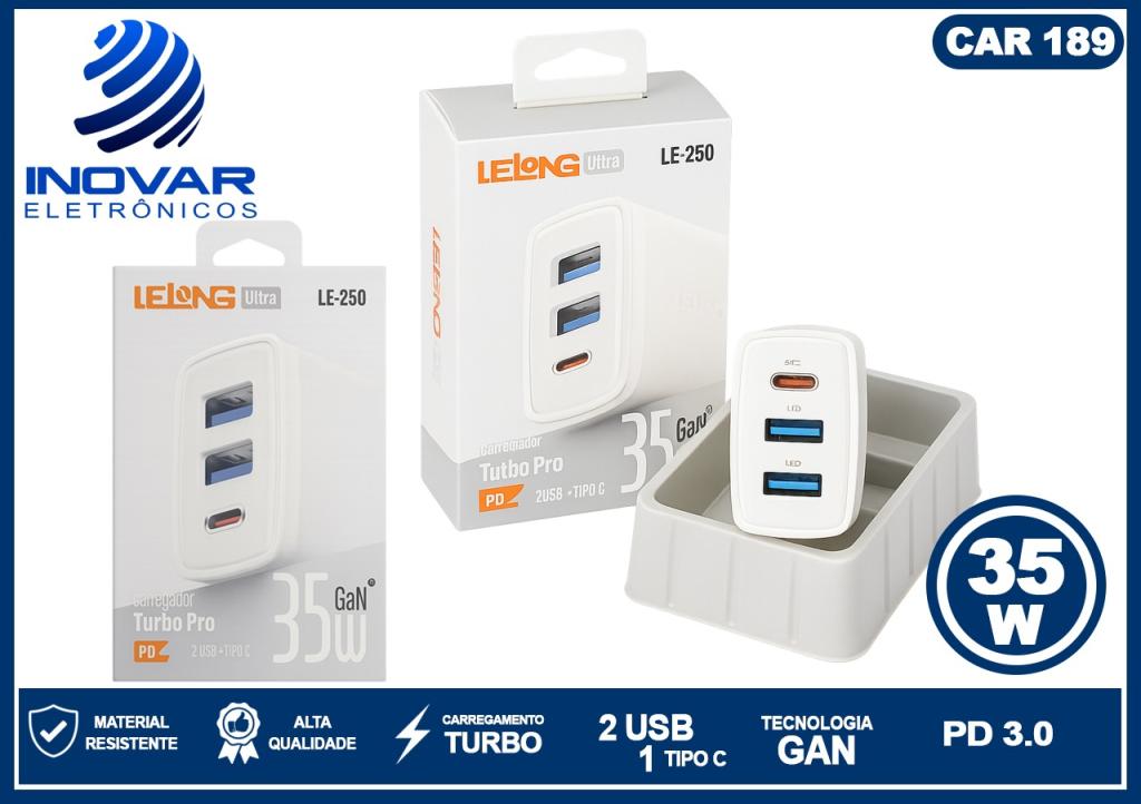 CAR 189 FONTE CARREGADOR TURBO PRO 35W GAM LE-250