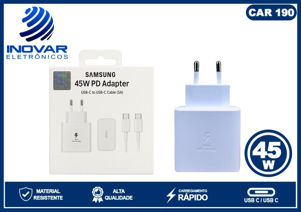 CAR 190 CARREGADOR TURBO 45W COM CABO TIPO C SAMSUNG