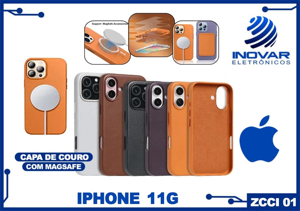 ZCCI 01 CAPA PARA IPHONE PADRAO COURO COM MAGSAFE 11G