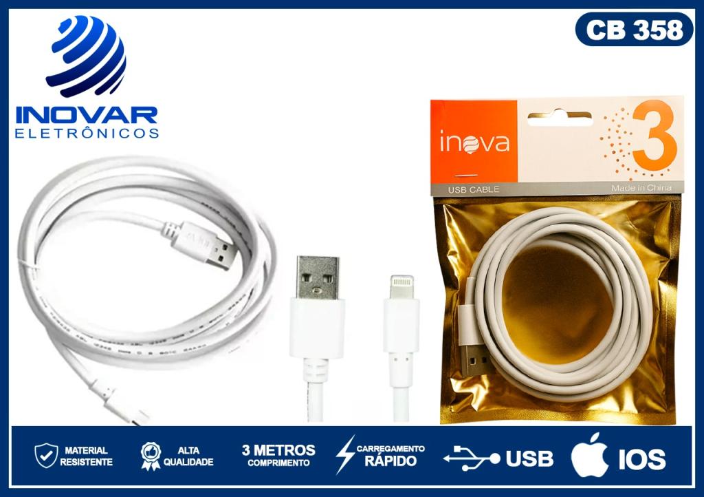 CB 358 CABO USB-A LIGHTNING (IPHONE) 3 METROS