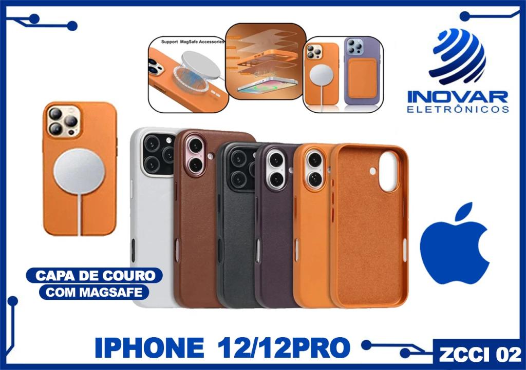 ZCCI 02 CAPA PARA IPHONE PADRAO COURO COM MAGSAFE 12/12 PRO