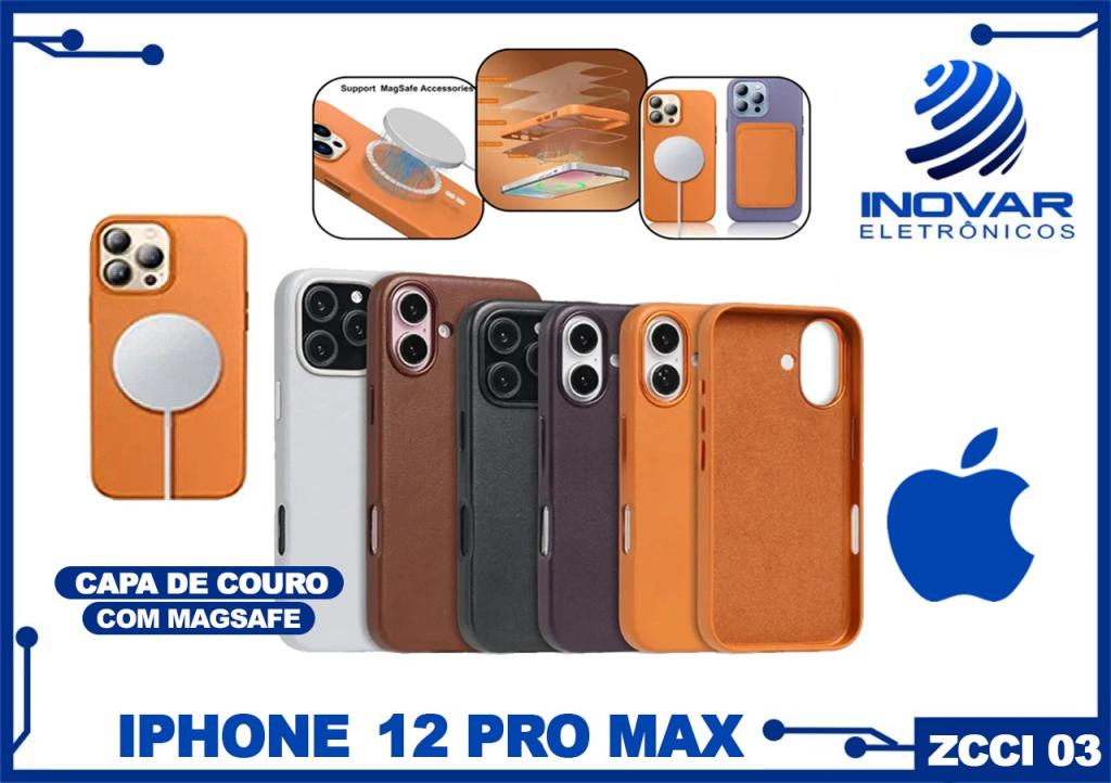 ZCCI 03 CAPA PARA IPHONE PADRAO COURO COM MAGSAFE 12 PRO MAX