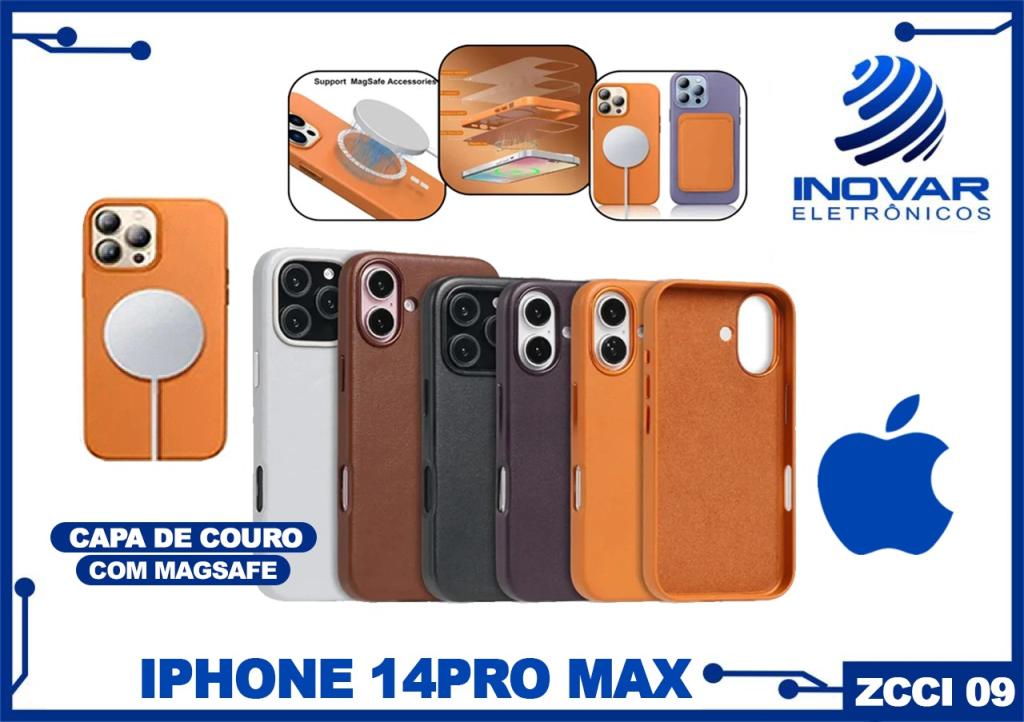 ZCCI 09 CAPA PARA IPHONE PADRAO COURO COM MAGSAFE 14 PRO MAX