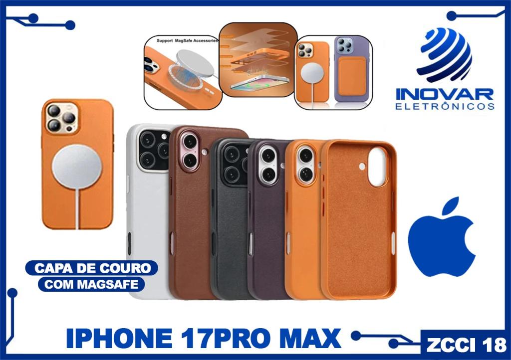 ZCCI 18 CAPA PARA IPHONE PADRAO COURO COM MAGSAFE 17 PRO MAX