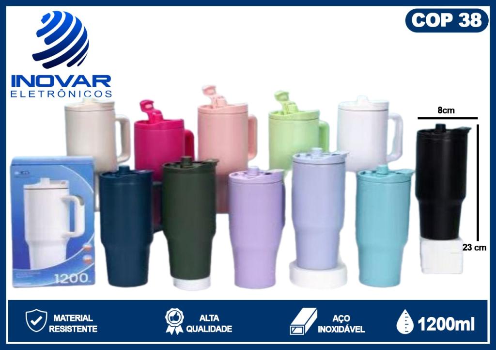 COP 38 COPO TERMICO EM INOX COM ALÇA 1200 ML WU-418