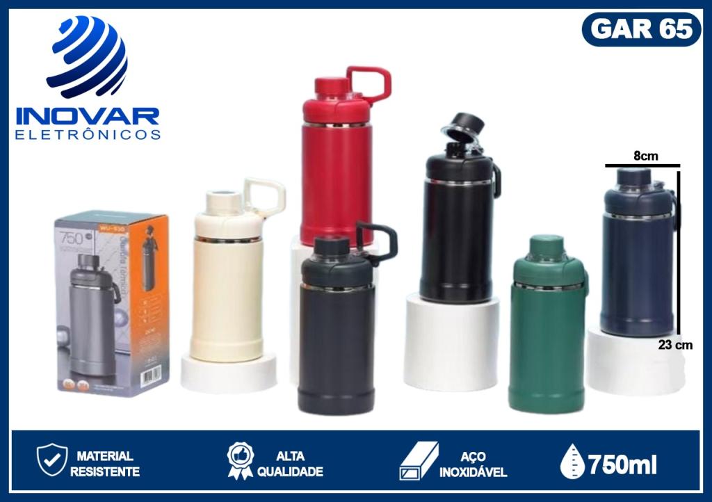 GAR 65 GARRAFA EM INOX COM BICO E TAMPA EM INOX  750 ML WU-530