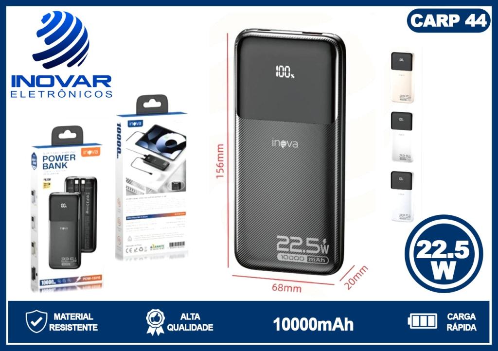 CARP 44 CARREGADOR PORTATIL POWER BANK 10.000 mAh TURBO 22.5W POW-13015