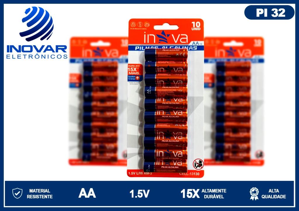 PI 32 CARTELA COM 10 PILHAS AA ALCALINA INOVA CALL-13130