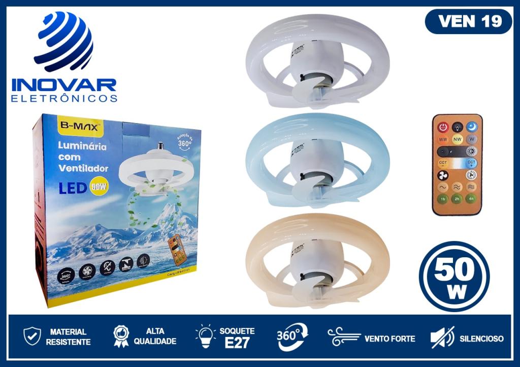 VEN 19 LUMINARIA COM VENTILADOR SOQUETE E27  360 GRAUS 50W BM-F3105