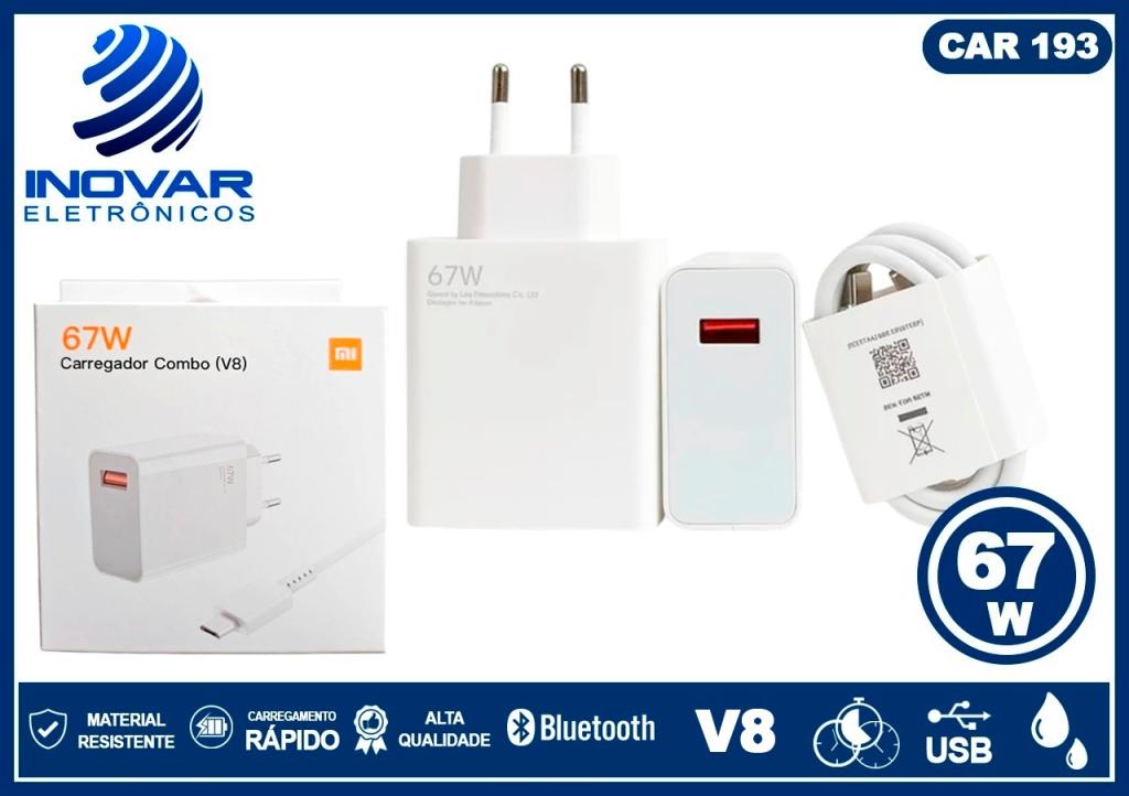 CAR 193 CARREGADOR COM CABO V8 67W