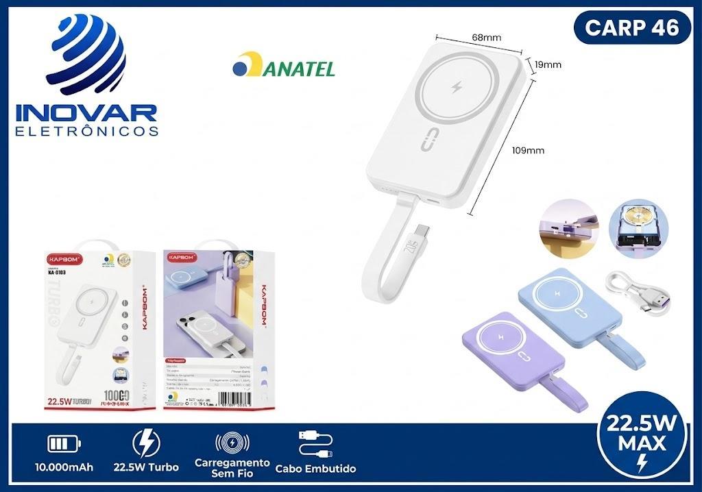 CARP 46 CARREGADOR POR INDUÇAO 22,5W 10.000 mAh KA-9923