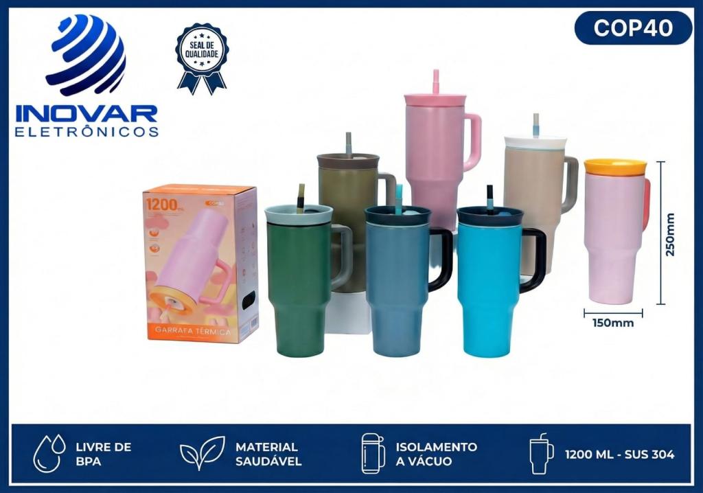COP 40 COPOTERMICO COM TAMPA E CANUDO EM INOX 1200 ML WU-485