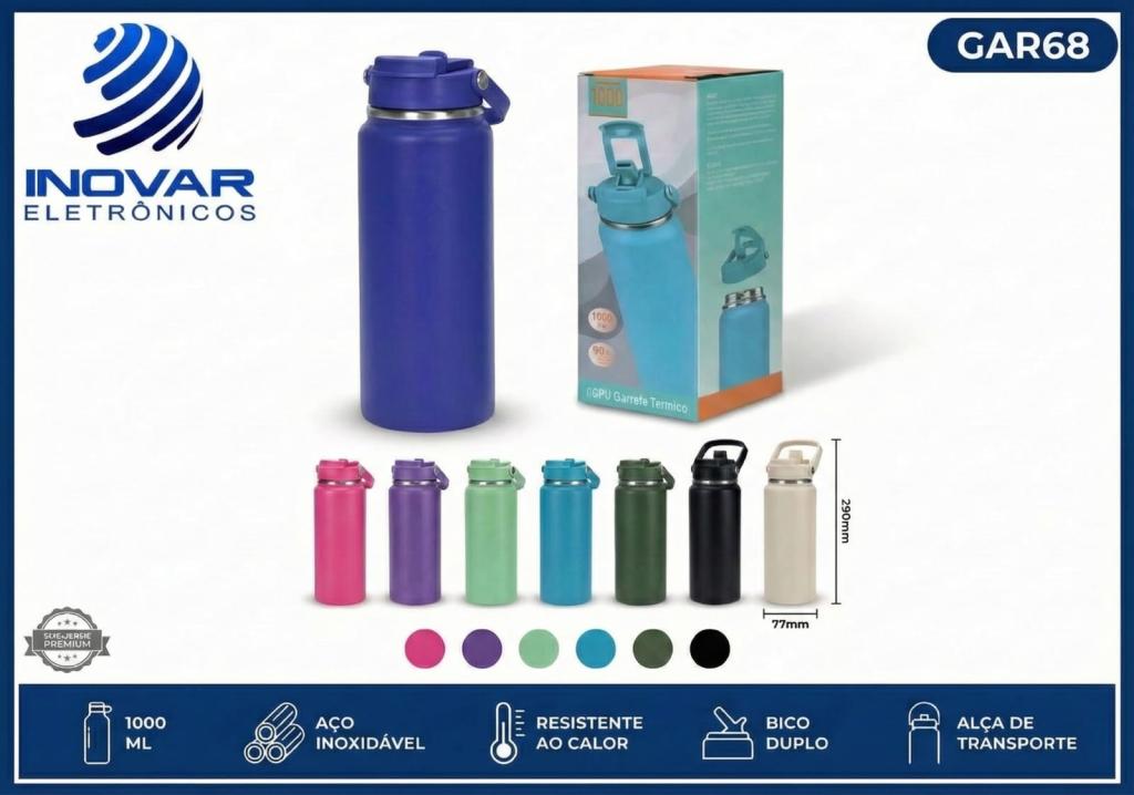 GAR 68 GARRAFA TERMICA EM INOX 1000 ML WU-553