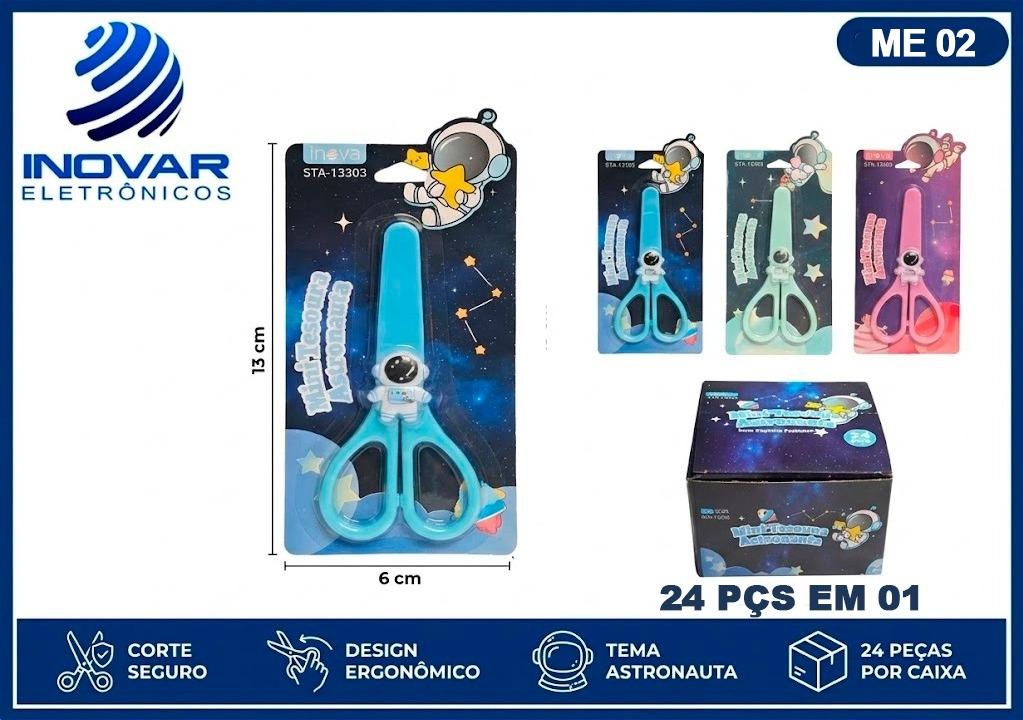 ME 02 CAIXA COM 24 TESOURAS ESCOLAR SEM PONTA ASTRONAUTA STA-13303