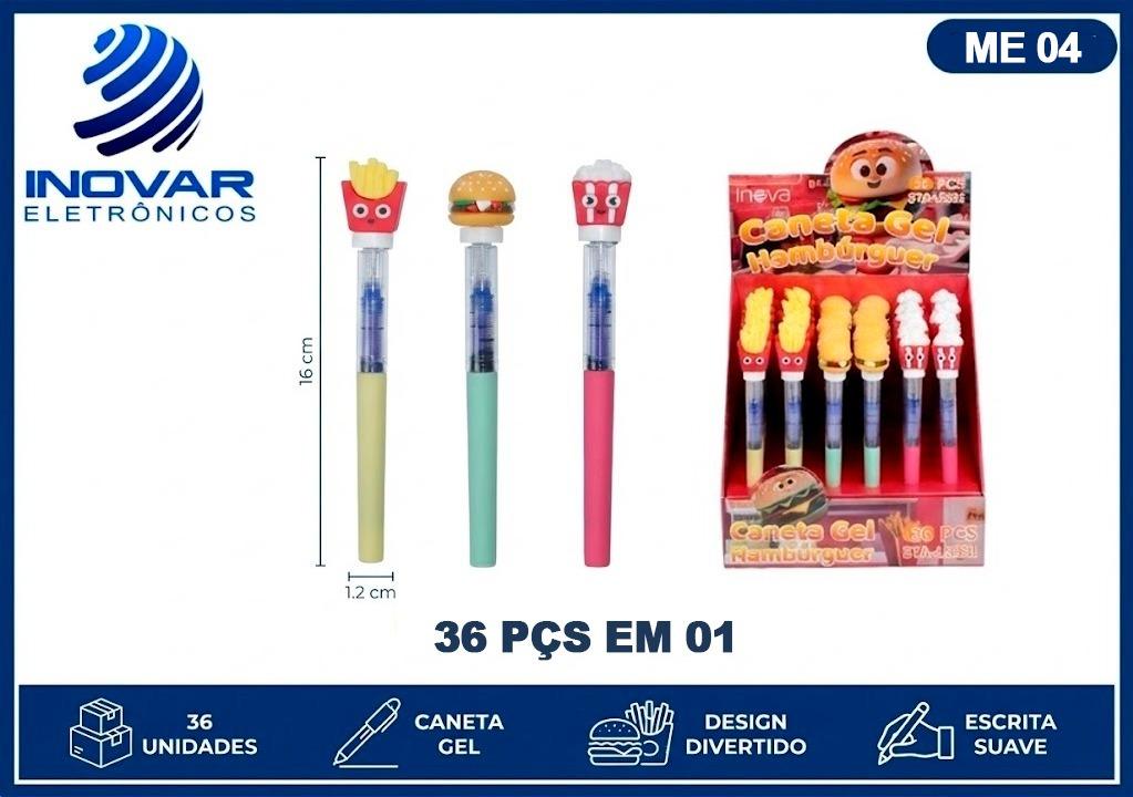 ME 04 CAIXA COM 36 CANETAS GEL HAMBURGUER STA-13331