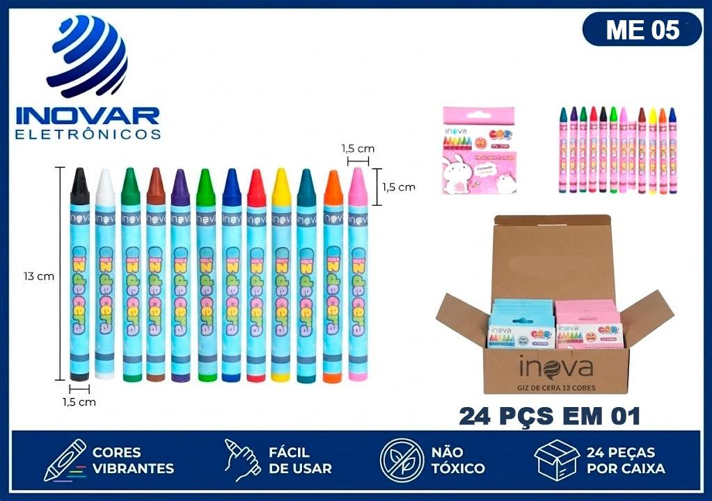 ME 05 CAIXA COM 24 CXS DE GIZ DE CERA COM 12 CORES STA-13306