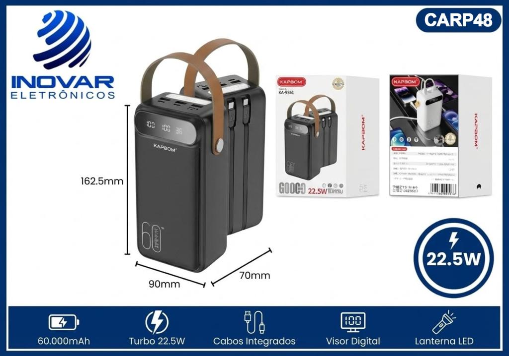 CARP 48 CARREAGADOR PORTATIL TURBO 22,5W 60.000 mAh KA-9361