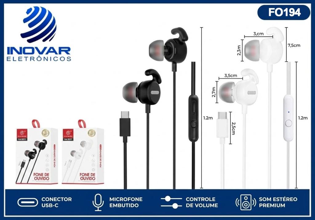 FO 194 FONE DE OUVIDO TIPO C (compativel ip 15 16) KA-5819