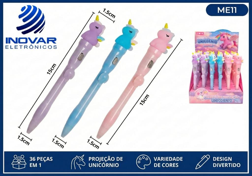 ME 11 CAIXA COM 36 CANETA COM PROJEÇAO UNICORNIO STA-13335
