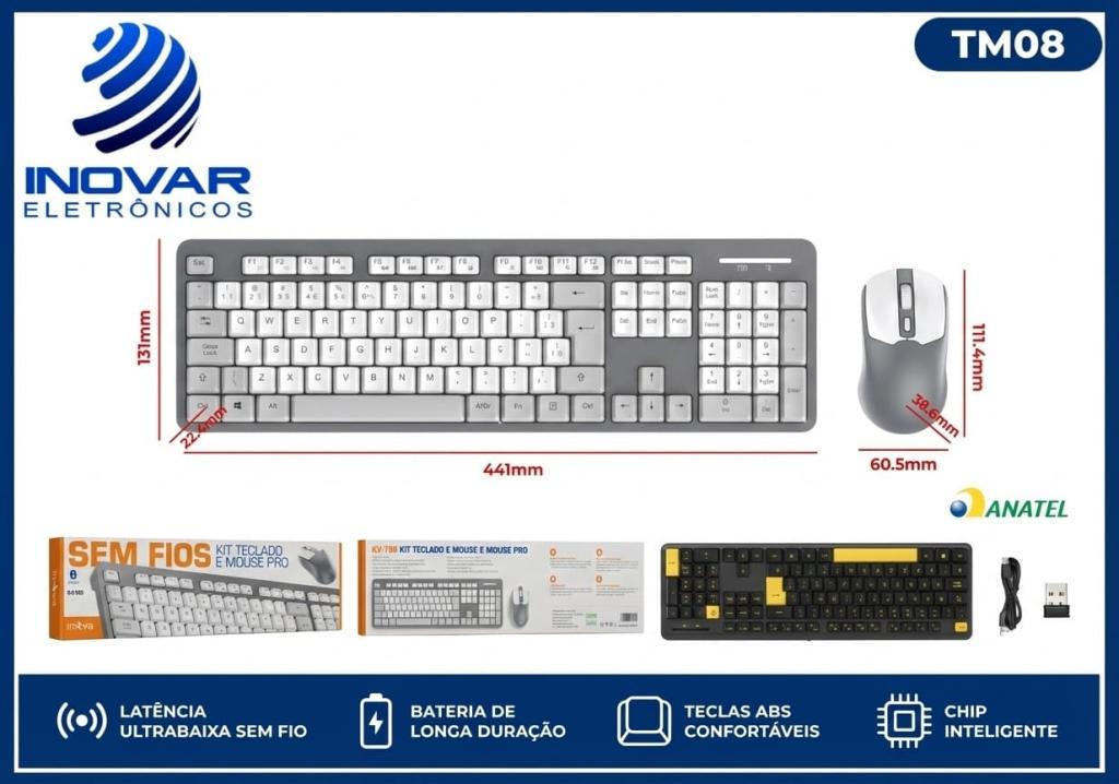 TM 08 KIT TECLADO E MOUSE SEM FIO INOVA KV-789