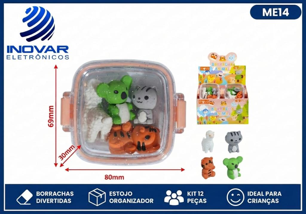 ME 14 CAIXA COM 12 UNIDADES DE CX COM 4 BORRACHAS ANIMAIS STA-13298