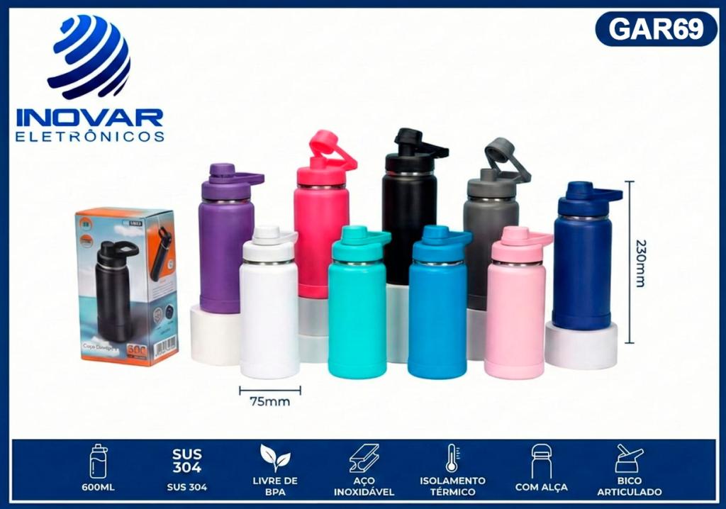 GAR 69 GARRAFA TERMICA EM INOX 600 ML WU-403