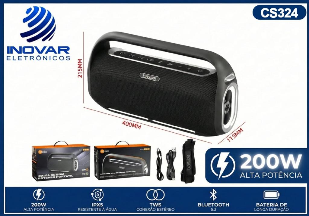CS 324 CAIXA DE SOM BLUETOOTH 200W IPX5 TWS R62