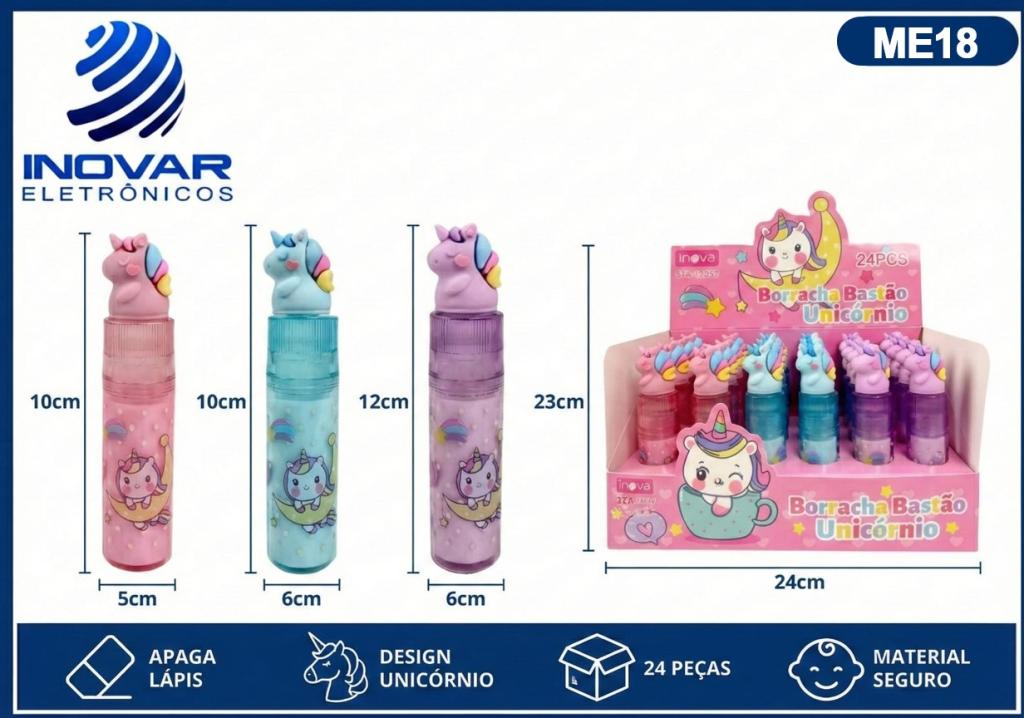 ME 18 CAIXA COM 24 BORRACHA BASTAO UNICORNIO STA-13257