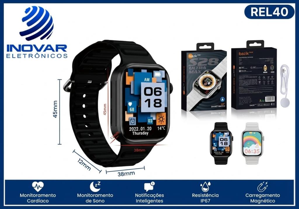 REL 40 RELOGIO INTELIGENTE SMARTWATCH 38MM S28 ULTRAMAX