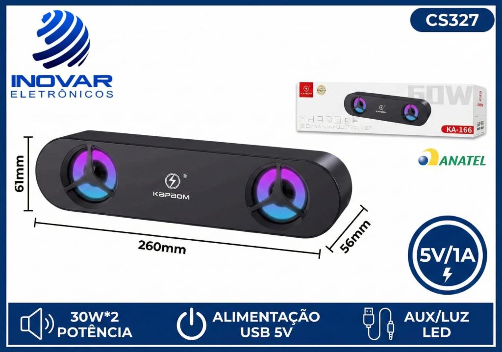 CS 327 CAIXA DE SOM PARA PC NOTEBOOK 60W KA-166