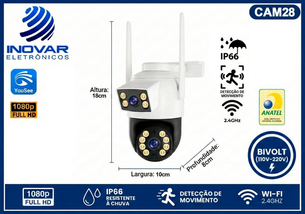 CAM 28 CAMERA DUPLA  IP 66 YOUSSE 1080P