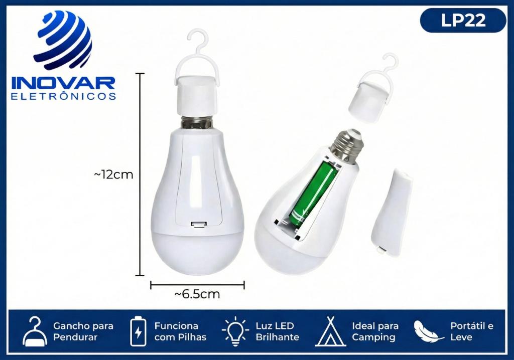 LP 22 LAMPADA RECARREGAVEL COM DUAS BATERIAS BNZ-600813