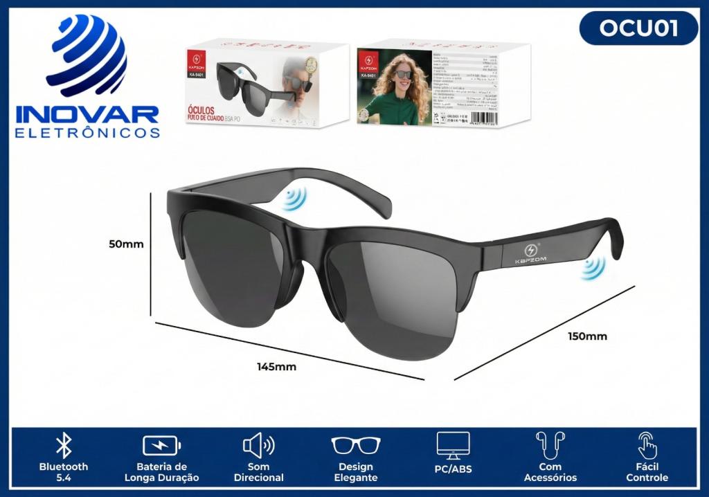 OCU 01 OCULOS BLUETOOTH FONE DE OUVIDO KA-9401