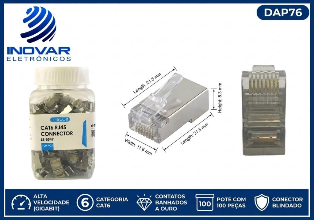 DAP 76 BALDE COM 100 CONECTORES RJ45 CAT6 LE-5549