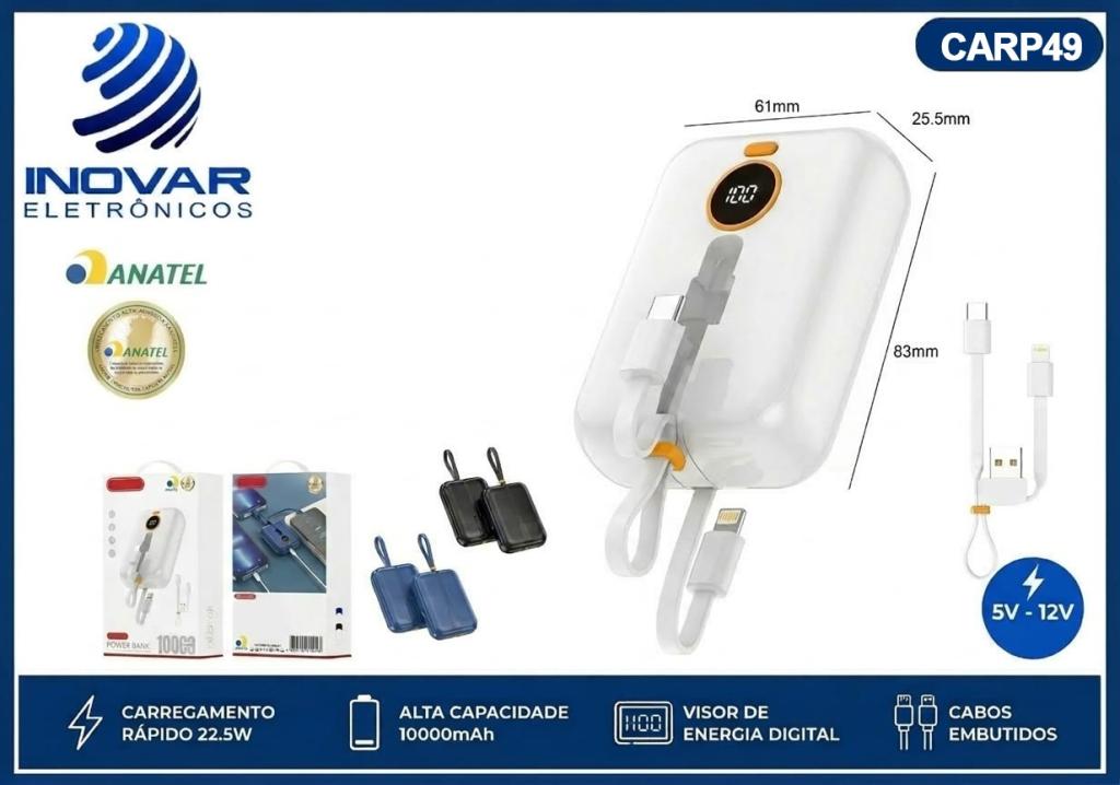 CARP 49 CARREGADOR PORTATIL 10000 mAh 22.5w KA-9921