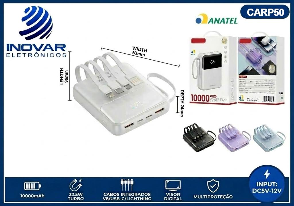CARP 50 CARREGADOR PORTATIL 10000 mAh 22.5w KA-9911