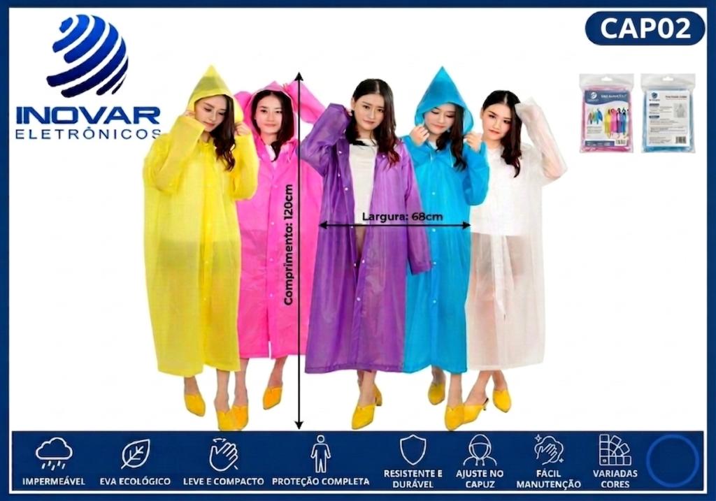 CAP 02 CAPA DE CHUVA COLORIDO ADULTO BM-F1558