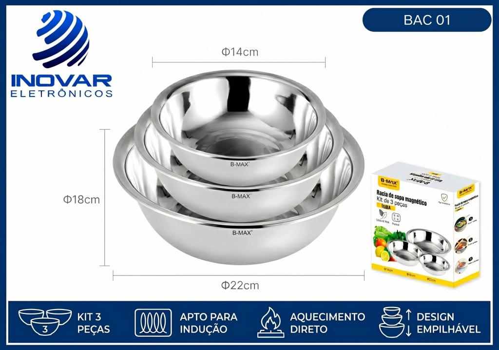 BAC 01 CONJUNTO DE TIJELAS 3 WM 1 INOX BM-F1874