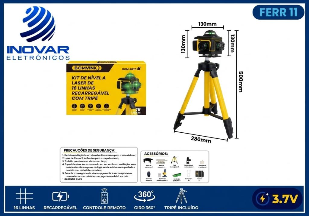 FERR 11 KIT NIVEL A LASER 16 LINHAS A BATERIA BOM-6217