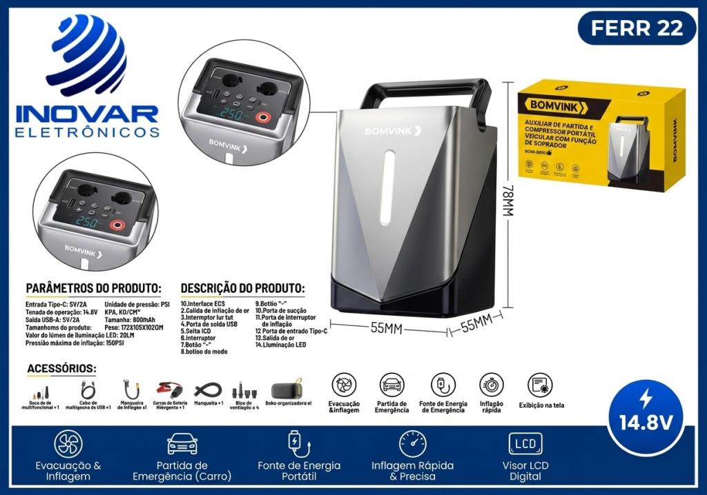 FERR 22 AUXILIAR DE PARTIDA E COMPRESSOR A BATERIA BOM-8910