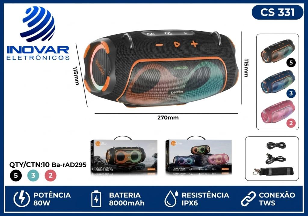 CS 331 CAIXA DE SOM TWS IPX6 80 W BA-RAD 295