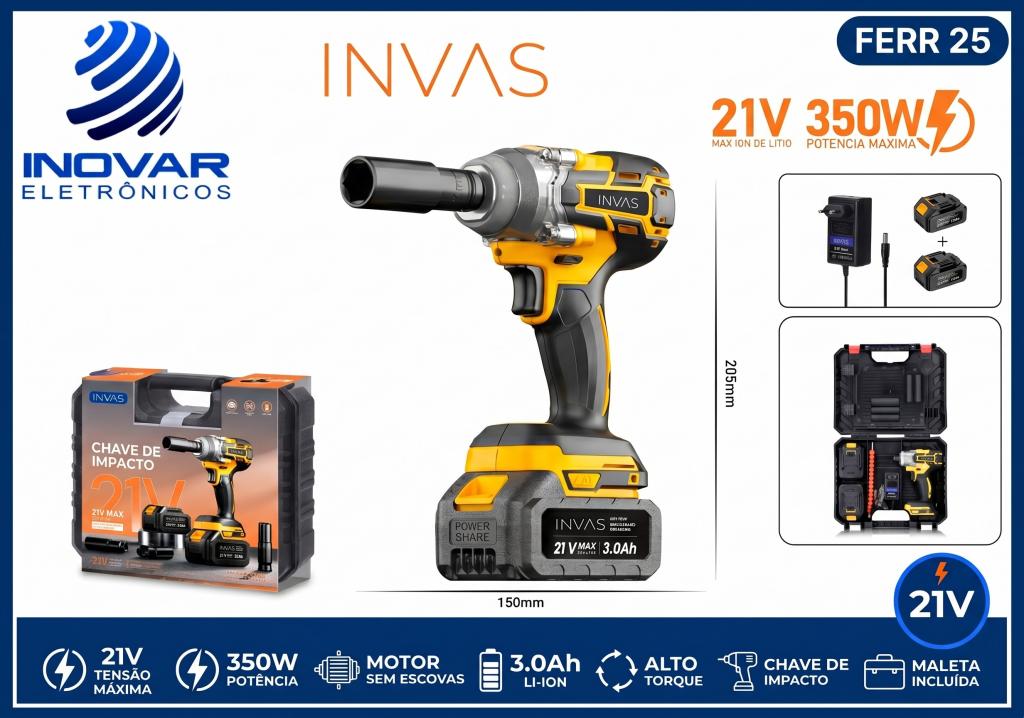 FERR 25 CHAVE DE LITIO SEM ESCOVA A BATERIA 21V SCR-12916