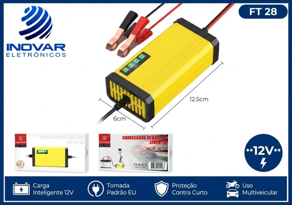 FT 28 CARREGADOR DE BATERIA 12V 2A-3A KA-1218